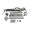 Mechanical parts and tools on a white background