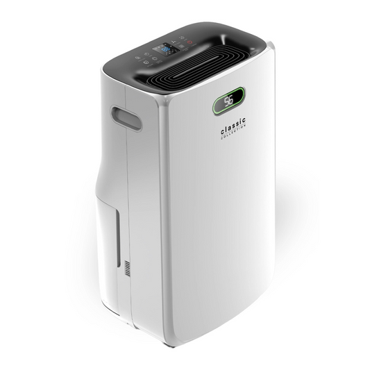 White 20 Litre Dehumidifier  with black top on a white background