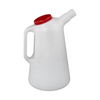 White plastic jug with a red cap on a white background