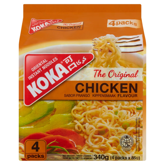 Koka The Original Chicken Flavour Oriental Instant Noodles 4 x 85g (340g)