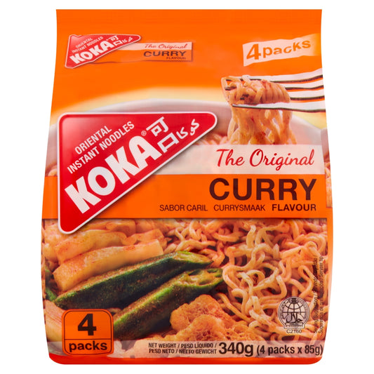 Koka The Original Curry Flavour Oriental Instant Noodles 4 x 85g (340g)