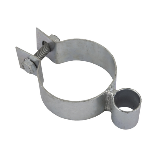 Metal pipe clamp on a white background