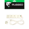rugged extension lead on white background with black and green packaging