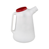 White plastic jug with a red lid on a white background