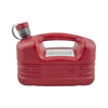 Red plastic fuel canister on a white background