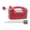 Red fuel container with a white hose on a white background