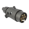Black automotive connector with gold contacts on a white background