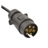 Black electrical connector with gold contacts on a white background