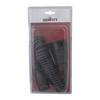 Black coiled hose in Genfitt packaging on a white background