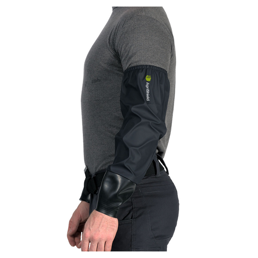 Person wearing the AgriShield Waterproof & Breathable Dairy Sleeves