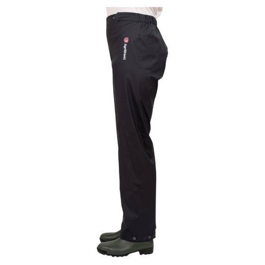 Black pants with a visible brand logo on a white background