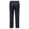 Black rain pants on a white background