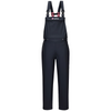 Black bib overalls with suspenders on a white background