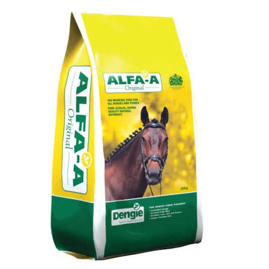 Bag of ALFA-A Original horse feed with a horse's face on the label.