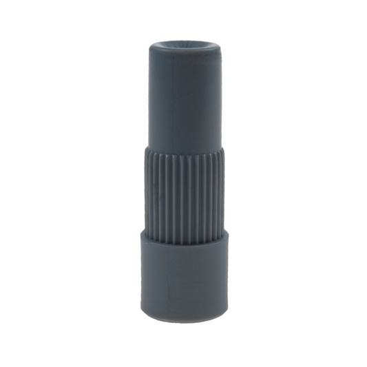 Gray cylindrical tool attachment on a white background