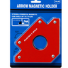 Arrow Magnetic Holder in red with silver screws, mounted on a blue retail backing card that reads 'ARROW MAGNETIC HOLDER' and shows angle markings of 135 and 45 degrees.