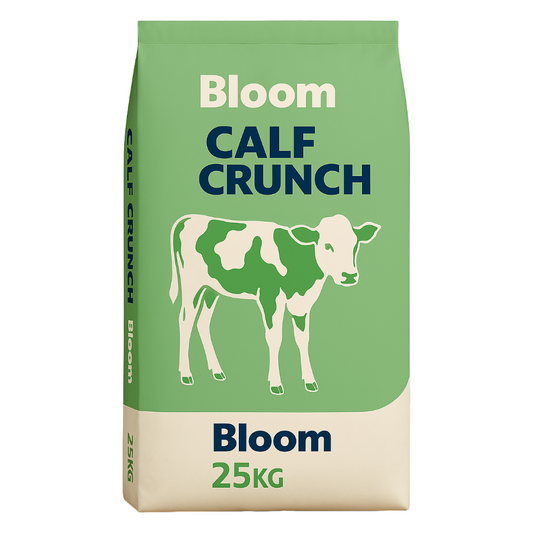 Bag of Bloom Calf Crunch with a cow illustration on a white background