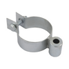 Metal hose clamp on a white background