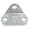 Metal bracket with three holes on a white background