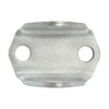 Metal bracket with two holes on a white background