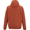 The back view of a hooded jacket in a solid terracotta rust color, shown on a clean white background.