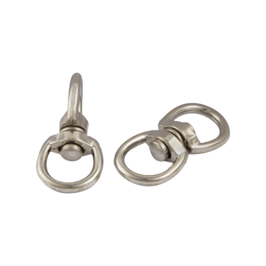 Two metal eye bolts on a white background