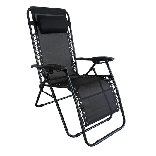 Black zero-gravity chair on a white background