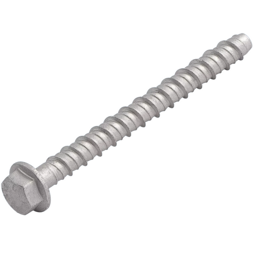 silver metal screw on white background