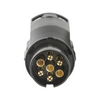 Black and gold electrical connector on a white background