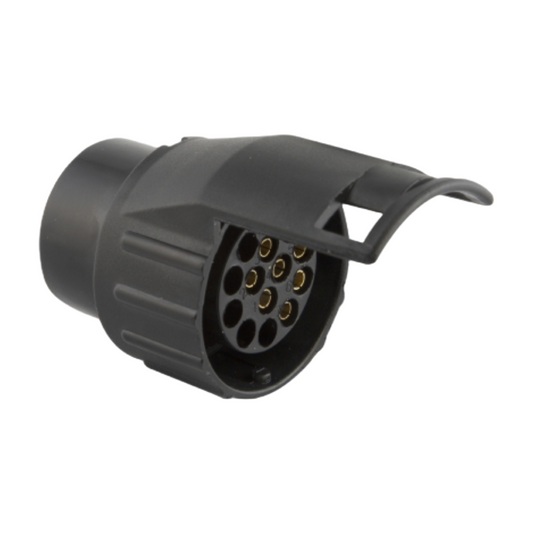 Black vehicle connector on a white background