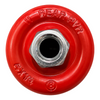 a rust brush in red shown from the top on a white background