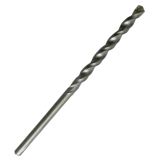 A single metal drill bit shown diagonally on a plain white background.