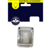 A Phoenix Electrical Accessories plastic switch component in a gray housing with a clear cover, shown below its retail card packaging on a white background.
