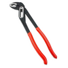 Red and black adjustable pump pliers on a solid white background.