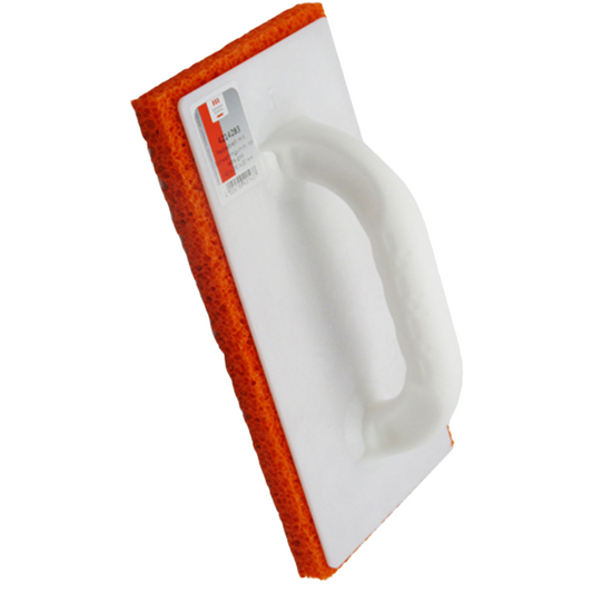 white handle with red sponge on white background