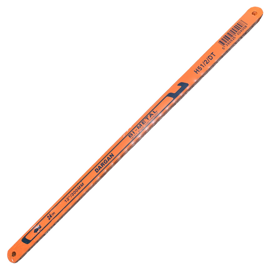 An orange Dargan reciprocating saw bar with black printed text and markings, shown diagonally on a plain white background.