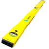 spirit level in yellow with blue logo on white background