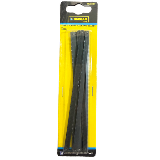 Dargan 2-piece junior hacksaw blades  in their original yellow and black retail blister packaging, shown against a plain white background.