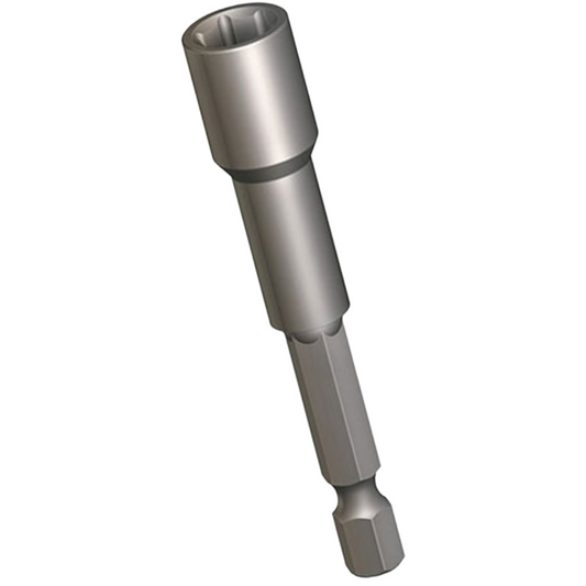 A metallic hex shank tool bit with a socket head, shown on a plain white background.