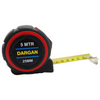 A Dargan 25mm tape measure with a black casing, red accent ring, and yellow measuring tape extended, shown on a plain white background.