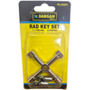 Dargan Tools Rad Key Set PL55DT in its original blister card packaging, containing two metallic cross-shaped keys and four small pins.