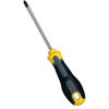 A screwdriver with a black and yellow ergonomic handle and a silver metal shaft, shown on a plain white background.