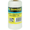 A spool of Dargan Tools white polypropylene builders line, featuring a yellow and black label with a barcode on a white background.