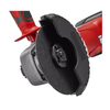 Close-up of a red and black power tool on a white background