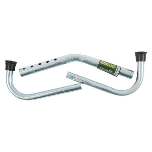 Metal U-shaped bar with black ends on a white background