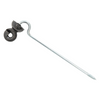 Metal rod with a hook on a white background