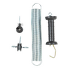 Set of metal springs and components on a white background