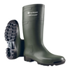 Green rubber boot with AgriShield and Dunlop branding on a white background