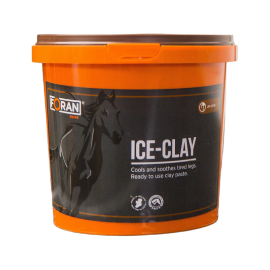 Orange container of Foran Ice-Clay for horses on a white background