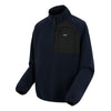 Navy blue pullover with black pocket on a white background